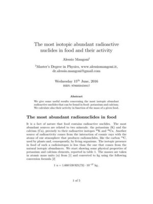 cover image of The most isotopic abundant radioactive nuclides in food and their activity